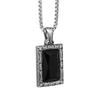 Black Gem Hip Hop Square Pendant Charm 91002C for Men and Women