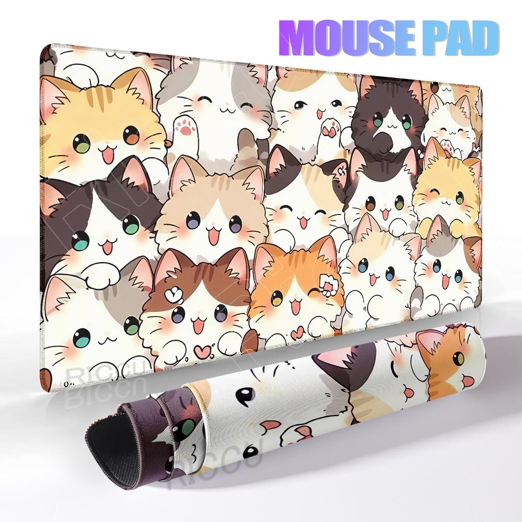 Cute Cat Mouse Pad Computer Accessories Office Game Table Mats Rubber Antislip Gaming Keyboard Mousepads XXL Desk Pads X