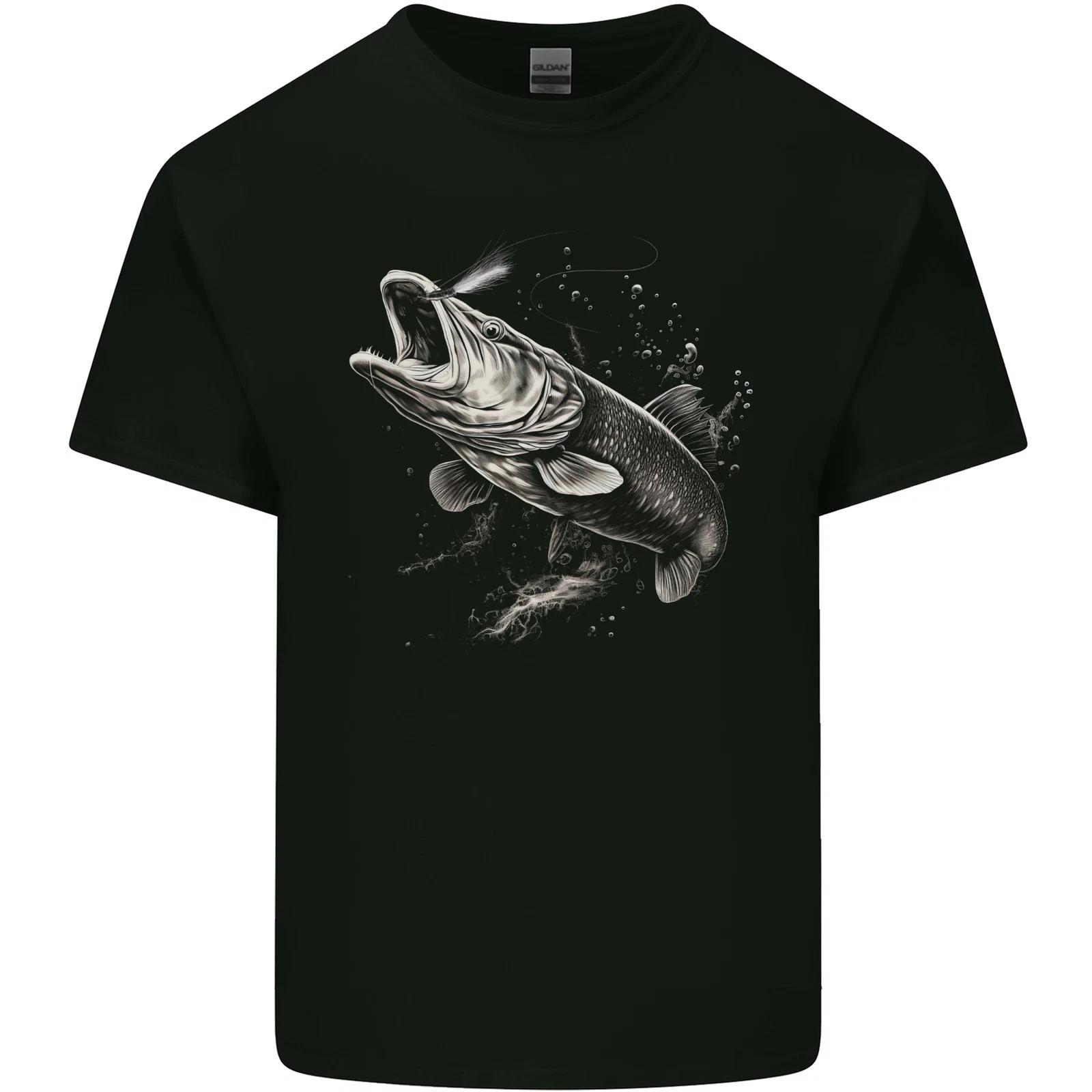 Pike Fish on a Line Fishing Fisherman Kids T-Shirt Childrens 3XL