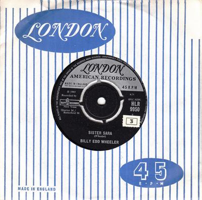 7inch Record BILLY EDD WHEELER - Sister Sara HLR9950 London Records, 1965 UK Folk Used