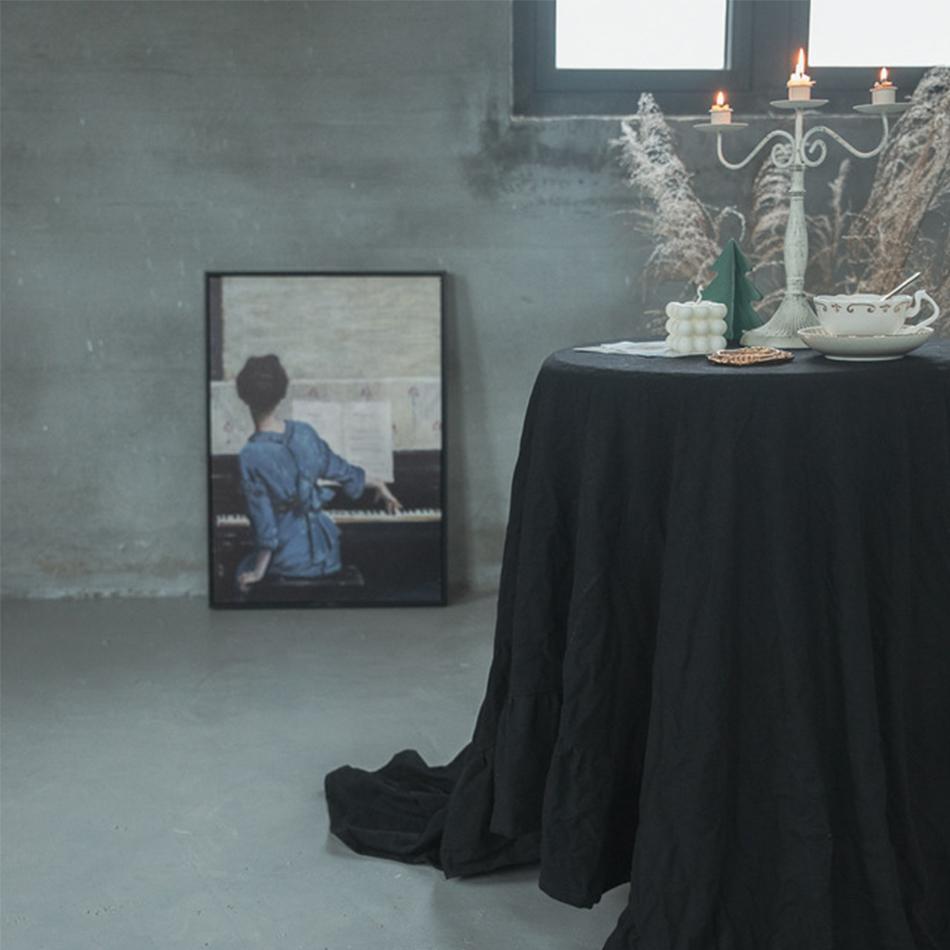 Vintage Flounces Cotton 100% Tablecloth,Retro Elegant Charming Pure White Fishtail Table Cloth,Wedding Decoration Table Cover