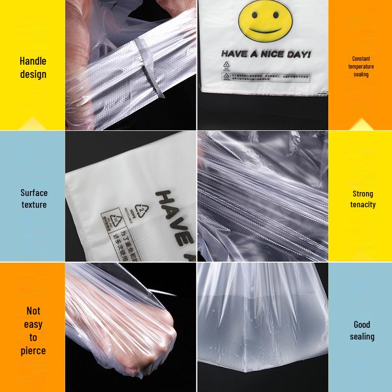 Thickened Transparent Smiley Face Plastic Vest Bag - Disposable Shopping and Takeaway Bag