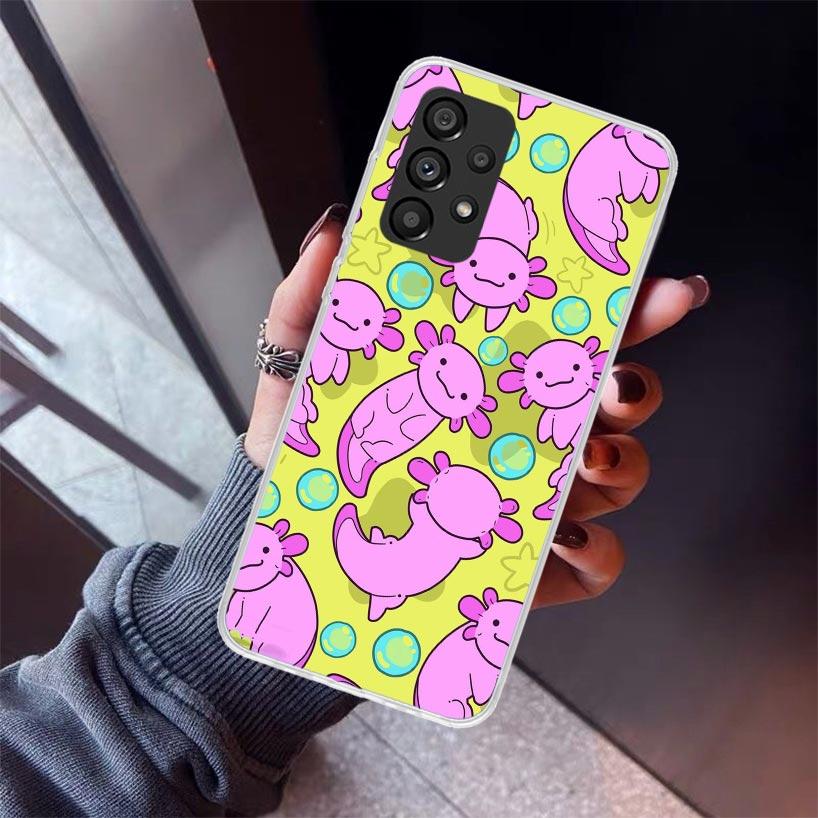 Niedliche Axolotl-Kawaii-Handyhülle für Samsung Galaxy A12 A52S A42 A32 A22 A51 A50 Note 20 Ultra 10 S10 Plus A71 A70 A31 A30 A10S Ga