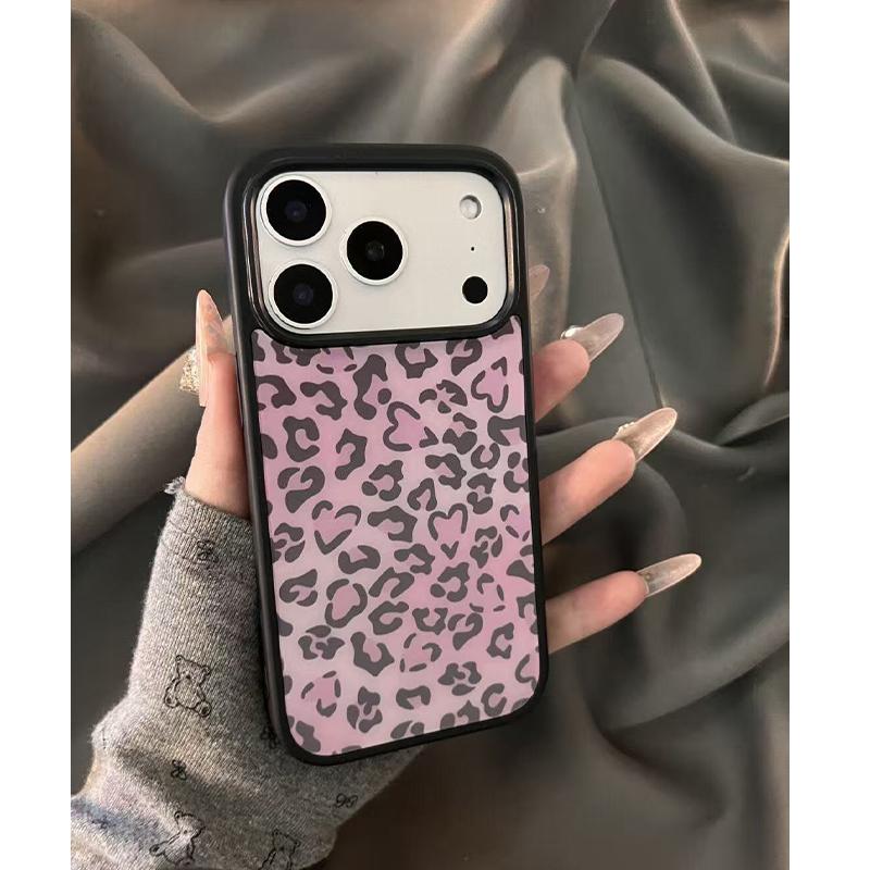 

Trendy High-end Black Border Pink Leopard Print Phone Case For iPhone 17Promax Air 16 15 14 13 12Pro Max 11Plus Shockproof Cover For iPhone 17 леопард друку кольору