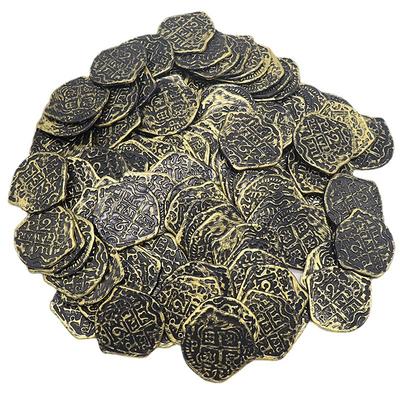 100Pcs Plastic Pirate Coin Fake Treasure Caribbean Pirate Coin Gift Simulation Coin Festival Decor Kids Toys Party Supplies