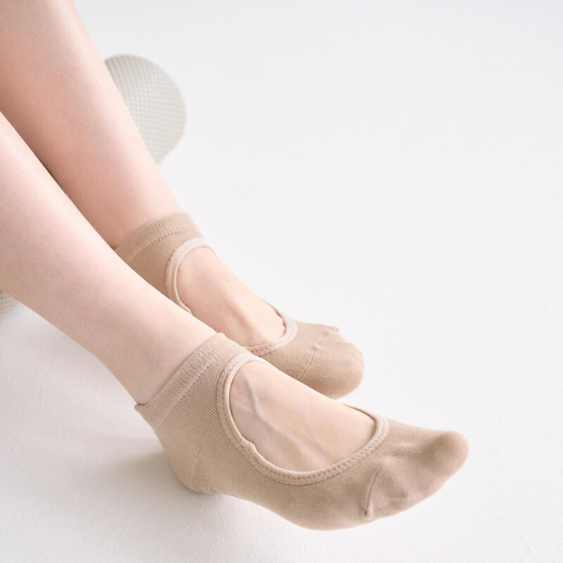 1 pair of women's non-slip pilates open instep fake socks