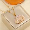Enamel Shell Pendant Necklace, Faux Pearl Shell Charm Necklace, Summer Beach Necklace, Seaside Vacation Jewelry for Women