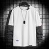 Men Spring T-shirt Fake Two-piece Round Neck Long Sleeves Loose Pullover Keep Warm Contrast Color Friendly to Skin Men Top Men Clothes