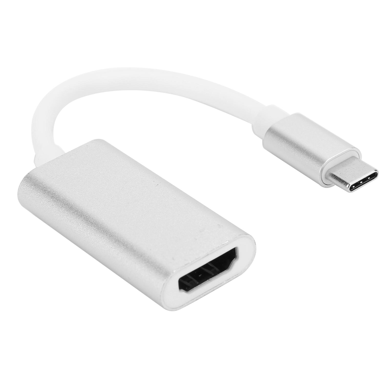 

Адаптер USB 3.1 Type C Type C to HDMI TV Video Converter для ПК, ноутбука, компьютера, мобильного телефона, серебристый серебряный