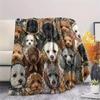 1PC Retro Pet Puppy Print Flannel Blanket, High quality All Seasons, Home Decor, Warmth and Comfort, Perfect for Christmas Gifts