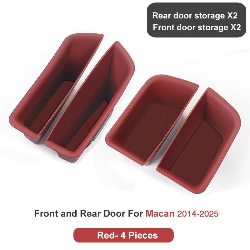 For Porsche Cayenne Macan Car Door Handle Storage Box Front Rear Door Organizer Keys Phone Holder LHD Auto Interior Accessories
