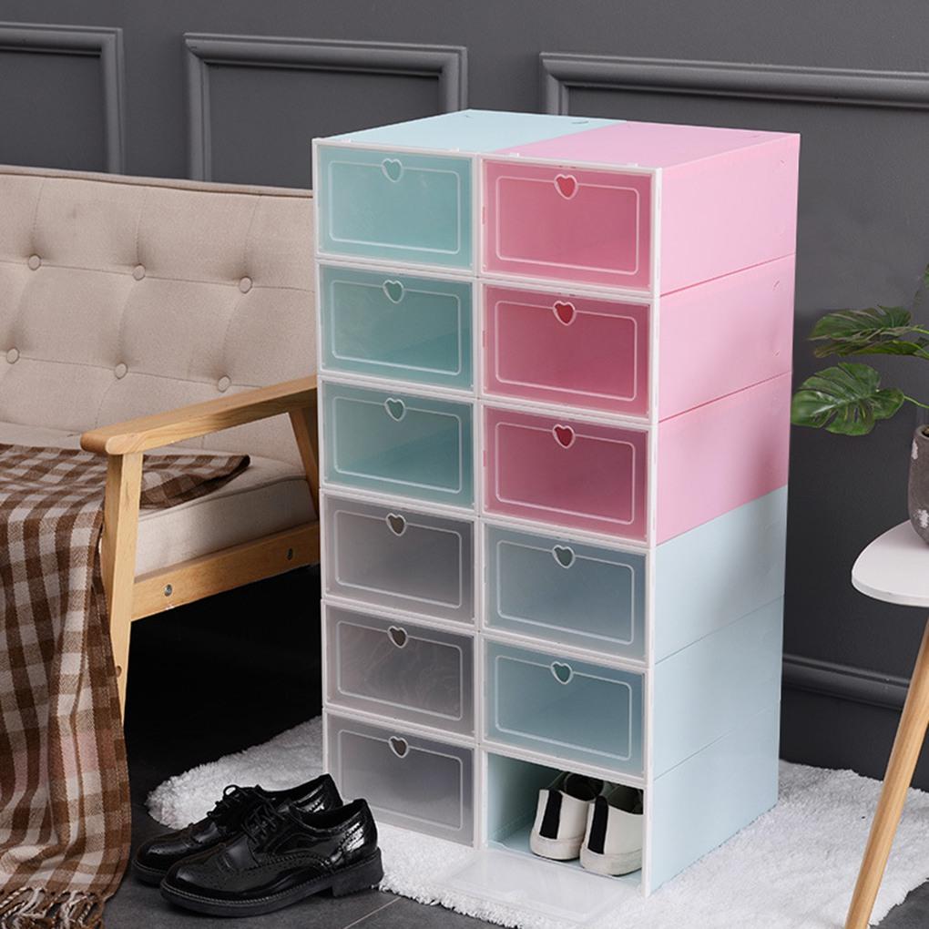 Storage Shoe Box Stackable Clear Closet Shelf Plastic Organizer Shoe Container