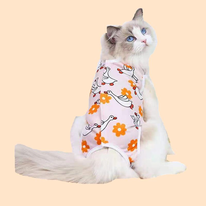 Haine Protective Post-Operatorii pentru Pisici - Anti-Mușcătură/Lins, Imprimeu Desen Animat