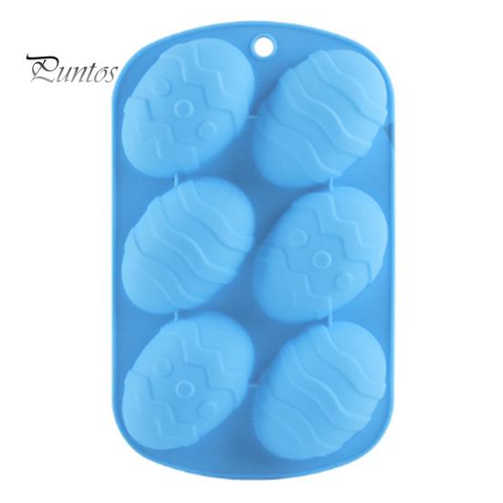 Easter Egg Silicone Mold 6 Cavities Non-stick Food Grade Easy Release DIY Cake Decorating Fondant Chocolate Candy Jelly Ice Baking Mold