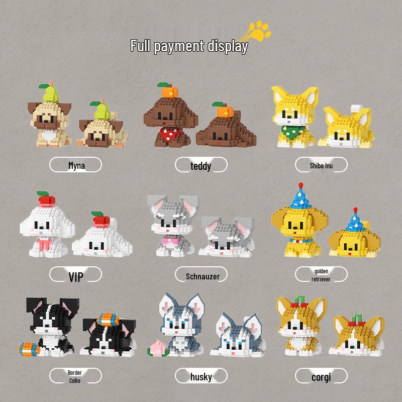 Micro Particle Pet Building Blocks - Cute Dog & Cat Toy Compatible with LEGO