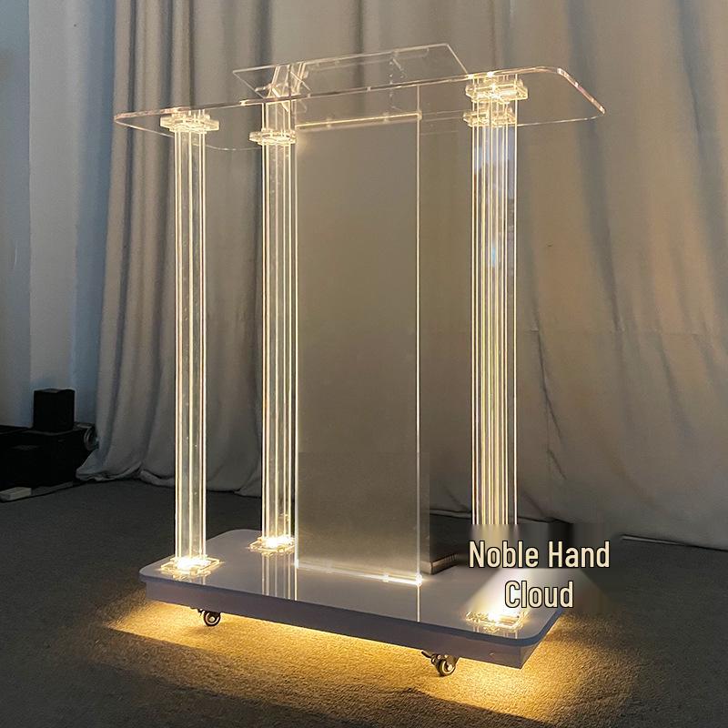 European Style Crystal Acrylic Lectern with Light - Scripture Reading and Speaking Stand