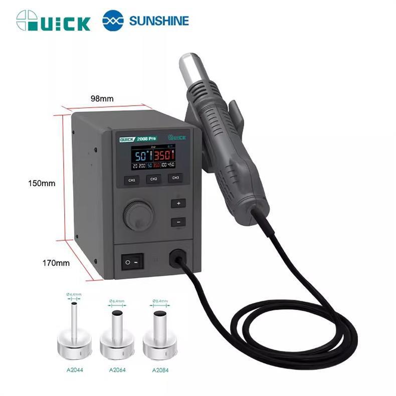 Quick 2008Pro Mobile Phone Repair High-Temp Hot Air Gun Soldering Station, Industrial Grade with Adjustable Rotating Wind.