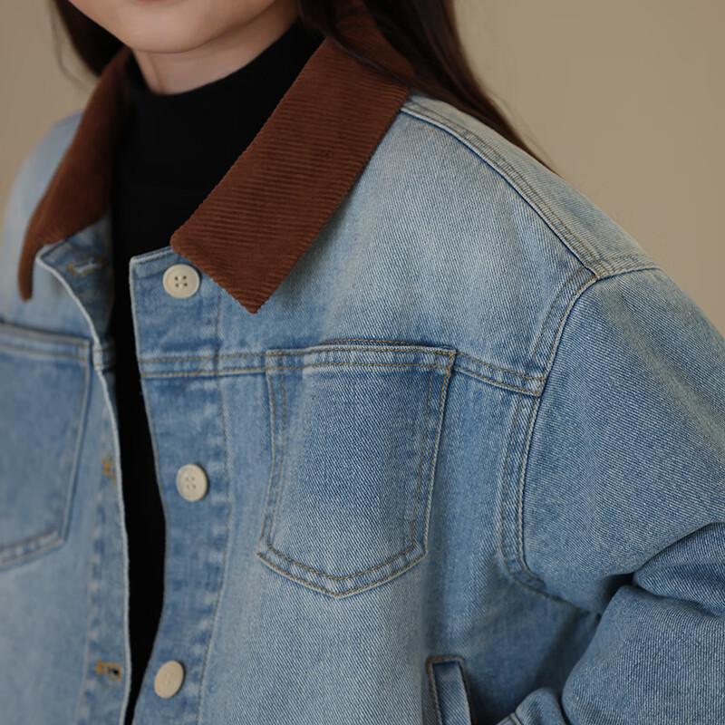 Kids Color Block Denim Jacket 170