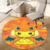 1ks Koberec s kulatým designem Pikachu & Charmander Pokémon Anime - Podložka pod kancelářskou židli, Protiskluzový koberec pro domácí dekoraci, Obývací pokoj, Ložnice, Herní místnost