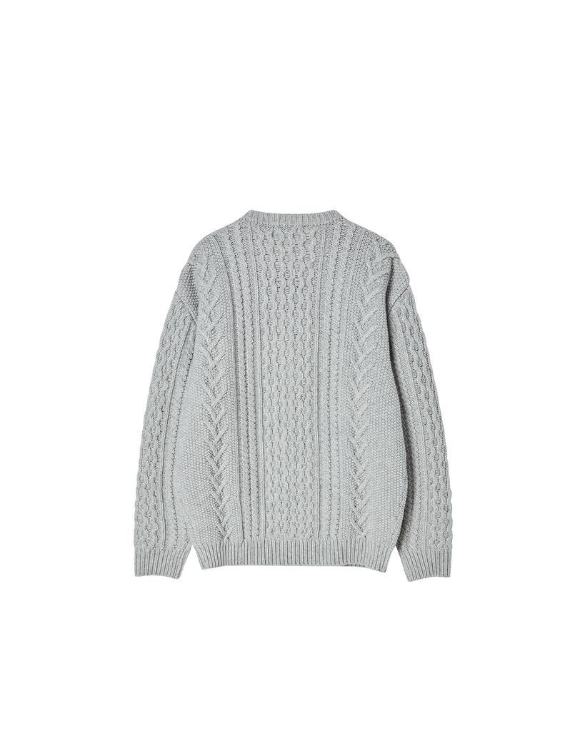 WORTHWHILE MOVEMENT Heavy Cable Sweater (Light Grey)