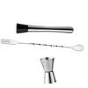 Cocktail-Rührlöffel, Stößel und 15 ml 30 ml Jigger Edelstahl Barwerkzeug-Set für Zuhause