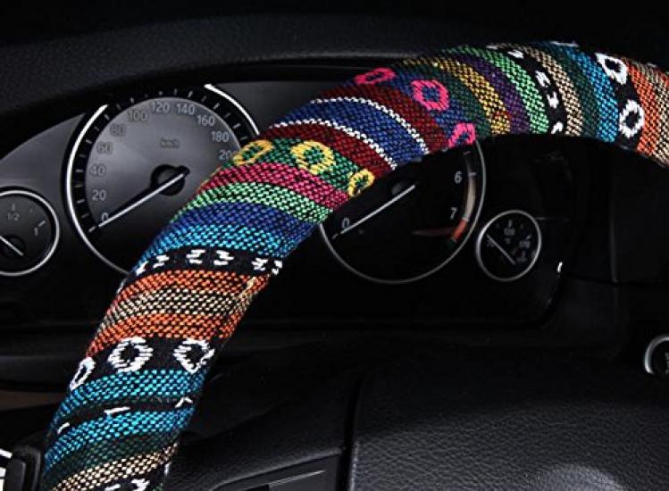 Stork Corp Ethnic Steering Wheel Cover for Cars (Size Small)