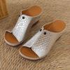 2024 New Summer Fashion Slope Heel Slippers Women's Shoes Solid Color Casual Slope Heel Thick Sole Slippers