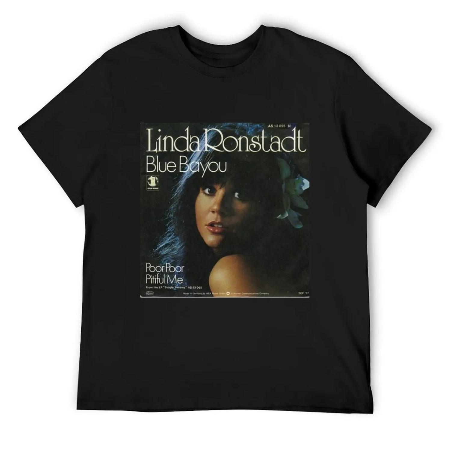 Linda Ronstadt - Blue Bayou Album Cover T-Shirt valentines clothes customs clothes plain t shirts men S