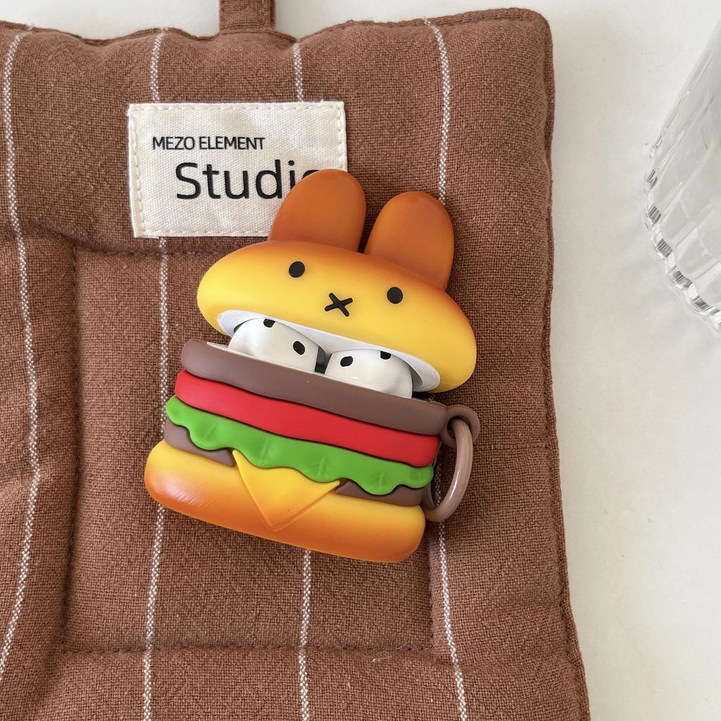 Cute Miffy Rabbit Burger AirPods pro1 Apple Bluetooth headset case 1/1 generation cartoon case is suitable for