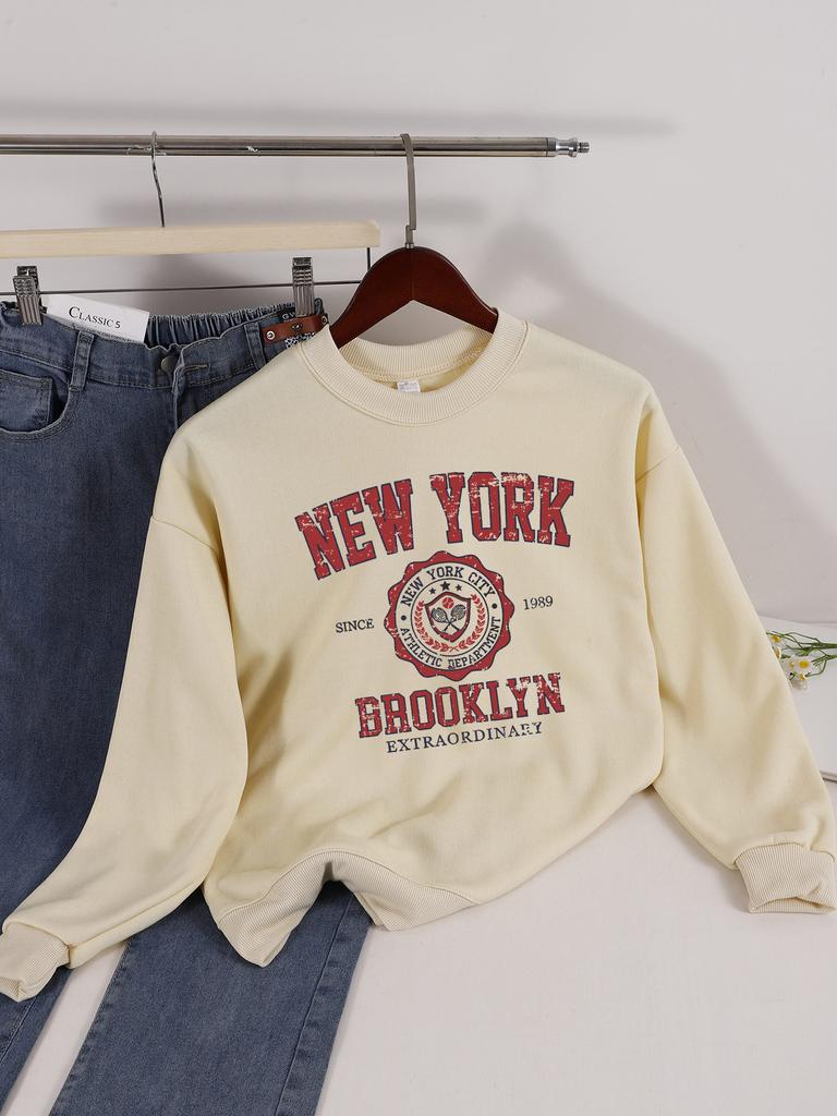 Damskie bluzy dresowe casualowe z nadrukami literowymi Chicago USA, pulower modny z okrągłym dekoltem, oversize, hoodie z polaru, ciepłe ubrania jesienne dla kobiet