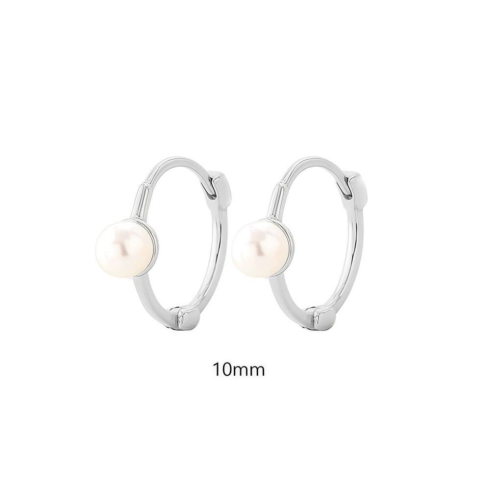 Factory 925 Sterling Silver Pearl Hoop Earring for Women Minimalist Versatile Daily Wear Stackable Earring Jewelry