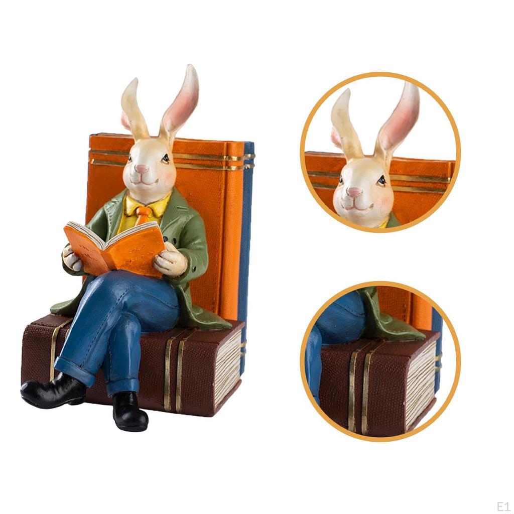 Reading Book Statue Bunny Creative Collectibles Decorative Resin Animal Figurine for