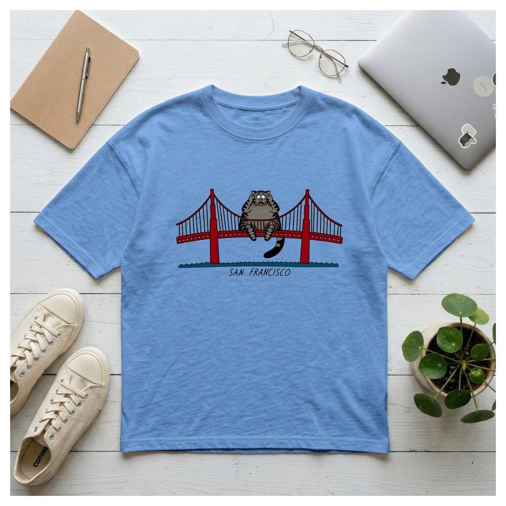 Funny San Francisco Cat Tee California Retro City Kitty TShirt Multiple Colors Unisex T-Shirt XXXXL