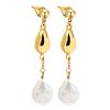 New Chinese Geometric Pearl Stud Earrings for Women's Light Luxury High-end Copper Earrings for Family and Friends