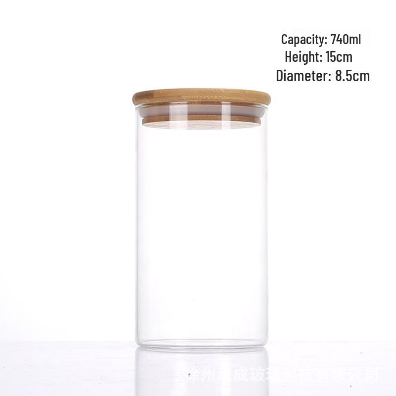 Borosilicate Glass Storage Jar with Bamboo Lid - Ideal for Grains, Seasonings, Candy, or Tea.