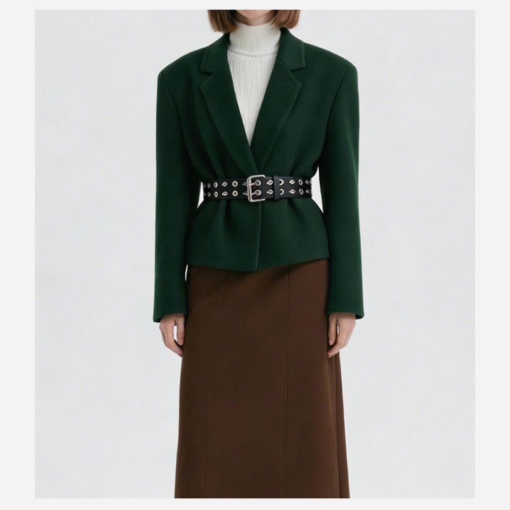 Dual Pin Buckle Rivet Belt Retro Punk Waistband Business Waist Belt  Paired with Skirts Jeans