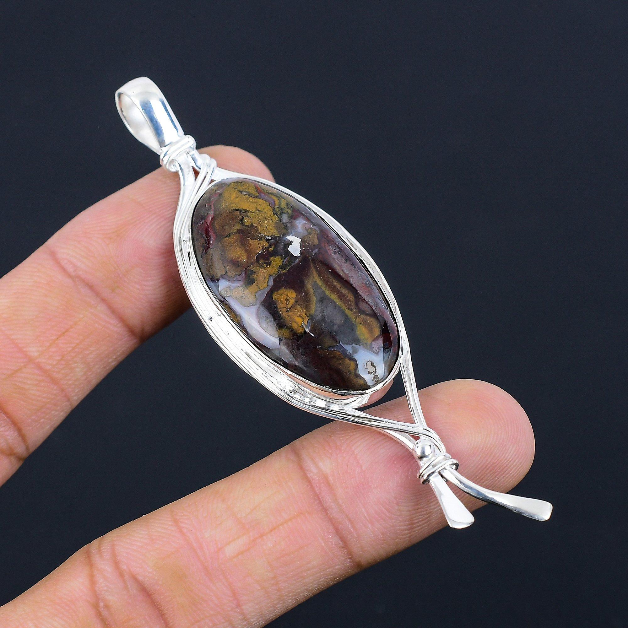 Подвеска из натурального камня фруктовый яшма, ювелирное изделие из серебра 925 пробы для женщин