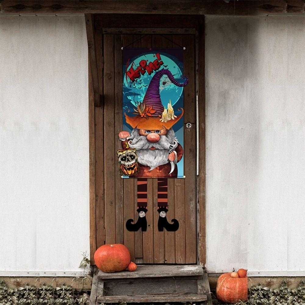 Long Legged Halloween Porch Door Banner Trick or Treat Dwarf Pumpkin Pendant  Halloween