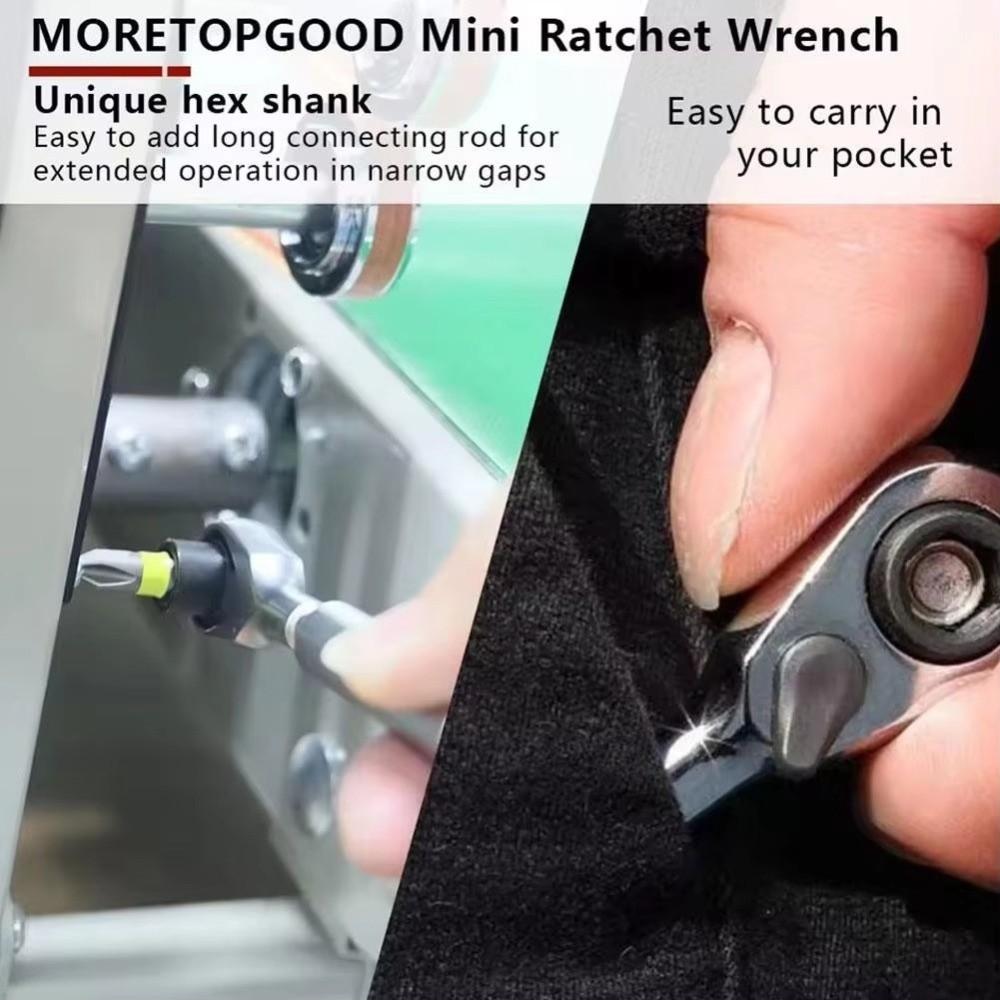 2-in-1 Hex Mini Ratchet Wrench Two-way High Precision Hex Bits Adapters Portable 1/4 Inch Drive Ratchet Adapter