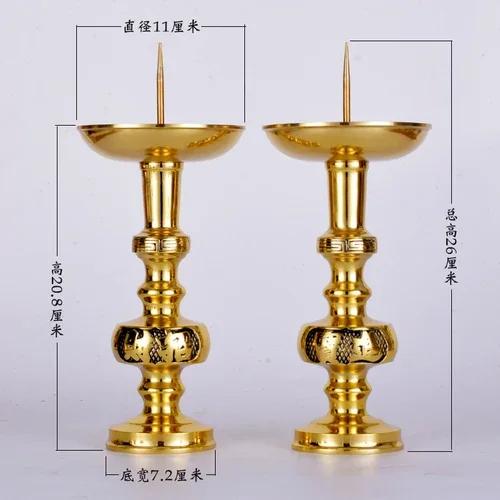 Brass Candle Holder Candle Butter Simulated candlestick Living Room Buddha Hall Candle Holder Handicraft Feng Shui Home Decor