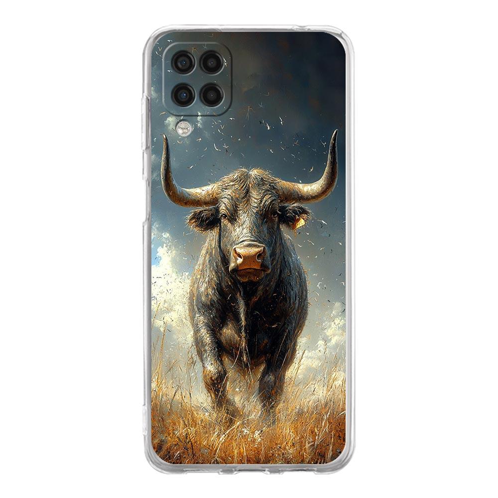 Mobilskal För Samsung Galaxy A13 A33 A35 A55 A73 A53 A23 A51 A71 A21S A72 A31 A41 A05s A03S A15 A25 5G Genomskinligt Skydd Tjurbjur Djur