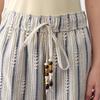 GREEN BELT Women's Embroidered Striped Drawstring Straight-Leg Casual Pants
