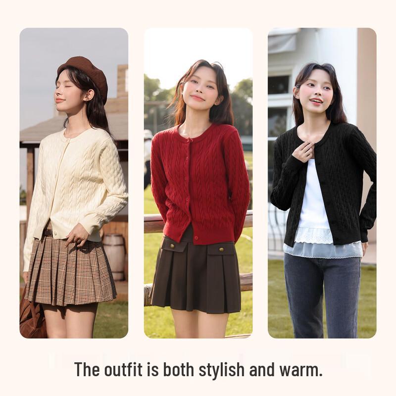 Baleno Women's Cable Knit Cardigan Sweater