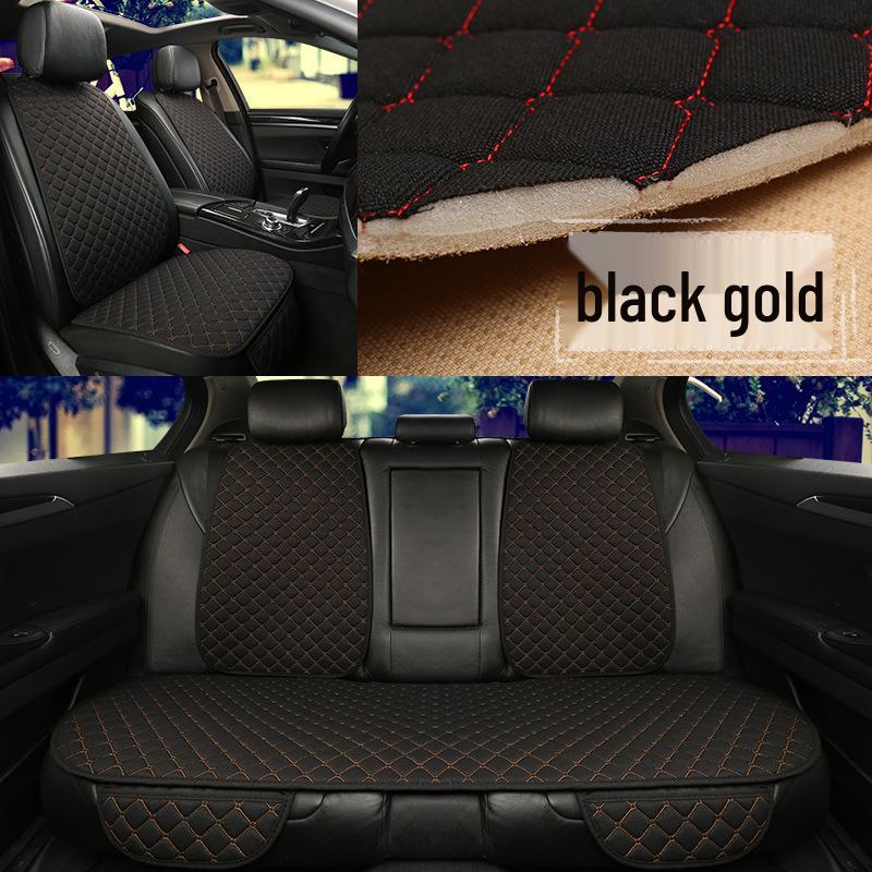 All-Season Breathable Linen Car Seat Cushion Set with Polka Dot Embroidery