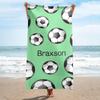 Personalisierte Strandtücher mit Namen für Erwachsene und Kinder, Sport-Thema Fußball, Personalisierte Badetücher für Reisen, Schwimmen, Strand, Fitnessstudio, Sport