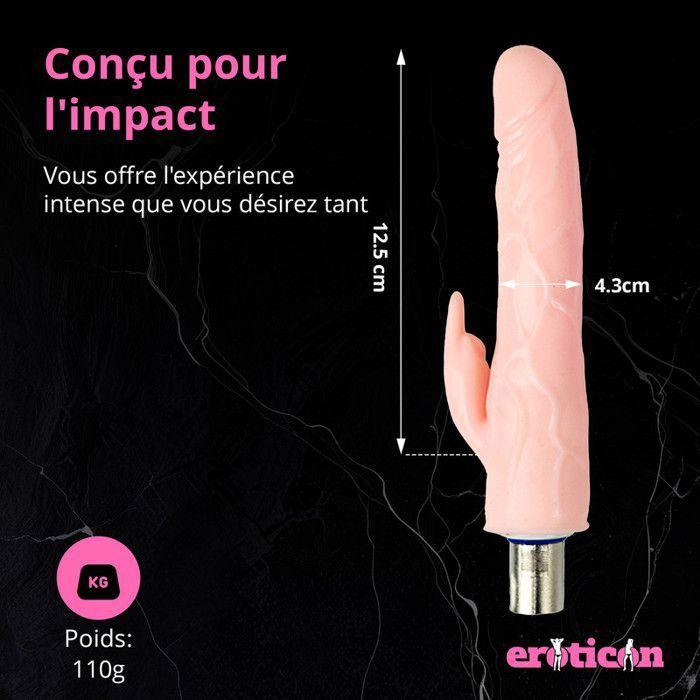 Dildo Rabbit - Eroticon - 12,5 cm - Double stimulation - Connecteur 3XLR - Étanche