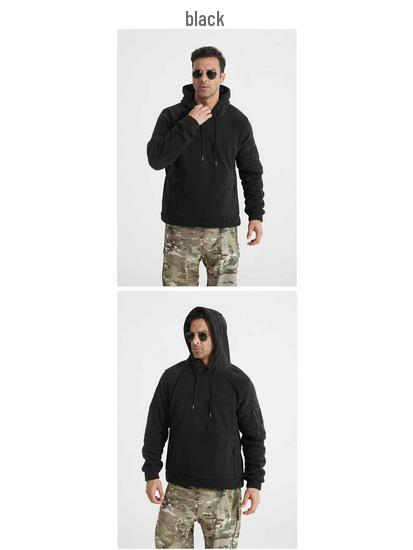 Men's Winter Camouflage Hooded Sweatshirt - Thick Fleece Lined, Warm, Outdoor Tactical Sport