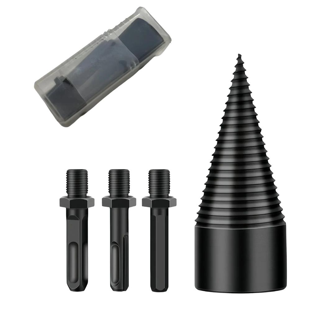 Wood Splitter Drill Bit Cone Splitter 85mm with Deep Spiral and Three Handles for Enhanced Wood Splitting Efficiency