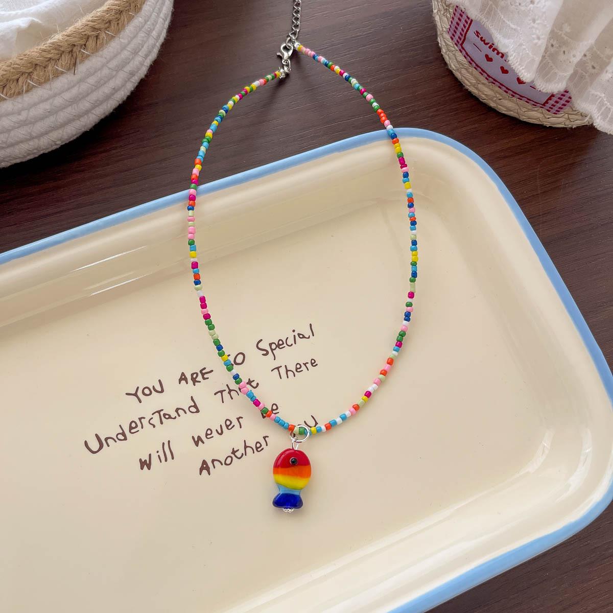 Children s Cartoon Dopamine Colorful Necklace - Cute Fruit & Animal Beaded Clavicle Chain for Girls