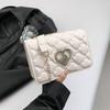 Commuter Texture Diamond 2025 Spring New Solid Color Love Hardware Indentation Shoulder Messenger Chain Small Square Women's Bag